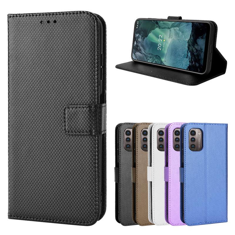 Suitable for Nokia C21Plus phone case, Nokia C200 flip leather case with diamond pattern, card slot and lanyard, C100
