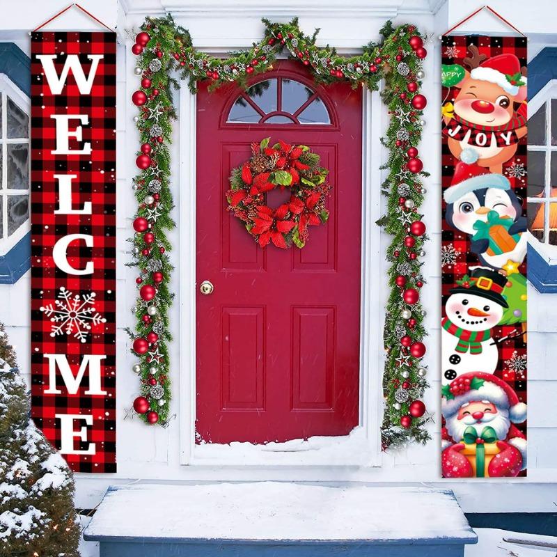 2024 Рождественское украшение двери Веселый рождественский баннер Декор для дома Подвесной рождественский орнамент Навидад С Новым годом Подарок