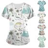 Women's Cute Animals Printed Short Sleeve V-neck Tops Working Pocket Blouse
