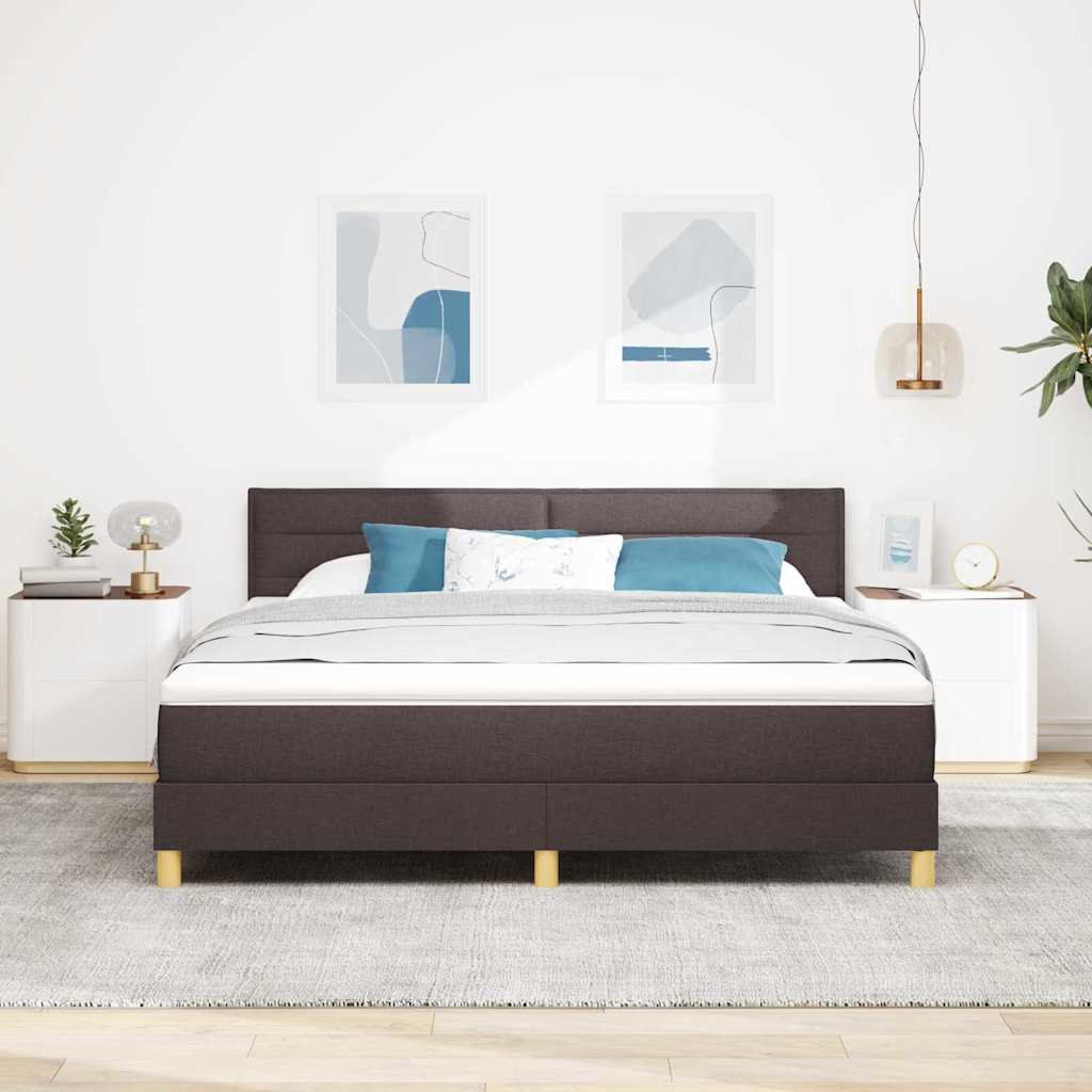 Box Spring Bed with Pillows Dark Brown 180 x 200 cm Fabric