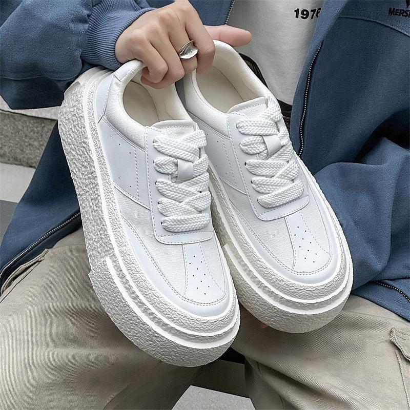 Пара туфель на толстой подошве в стиле «высокий сосновый пирог», универсальные парусиновые дышащие повседневные кеды на платформе, легкие маленькие белые туфли 50557-W