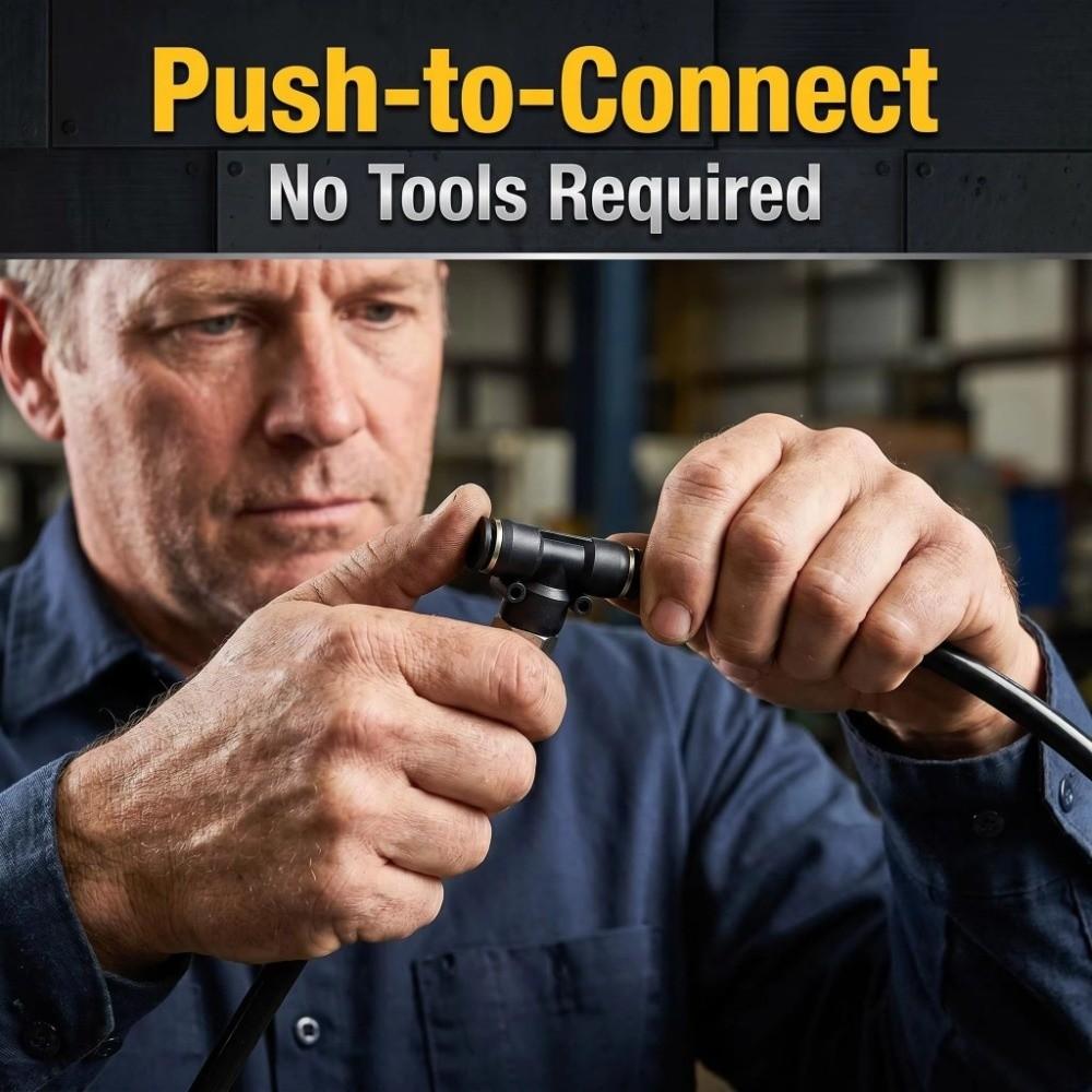 T Shape Air Hose Connector 4-6mm Tube Push To Connect Fitting Industrial Piping