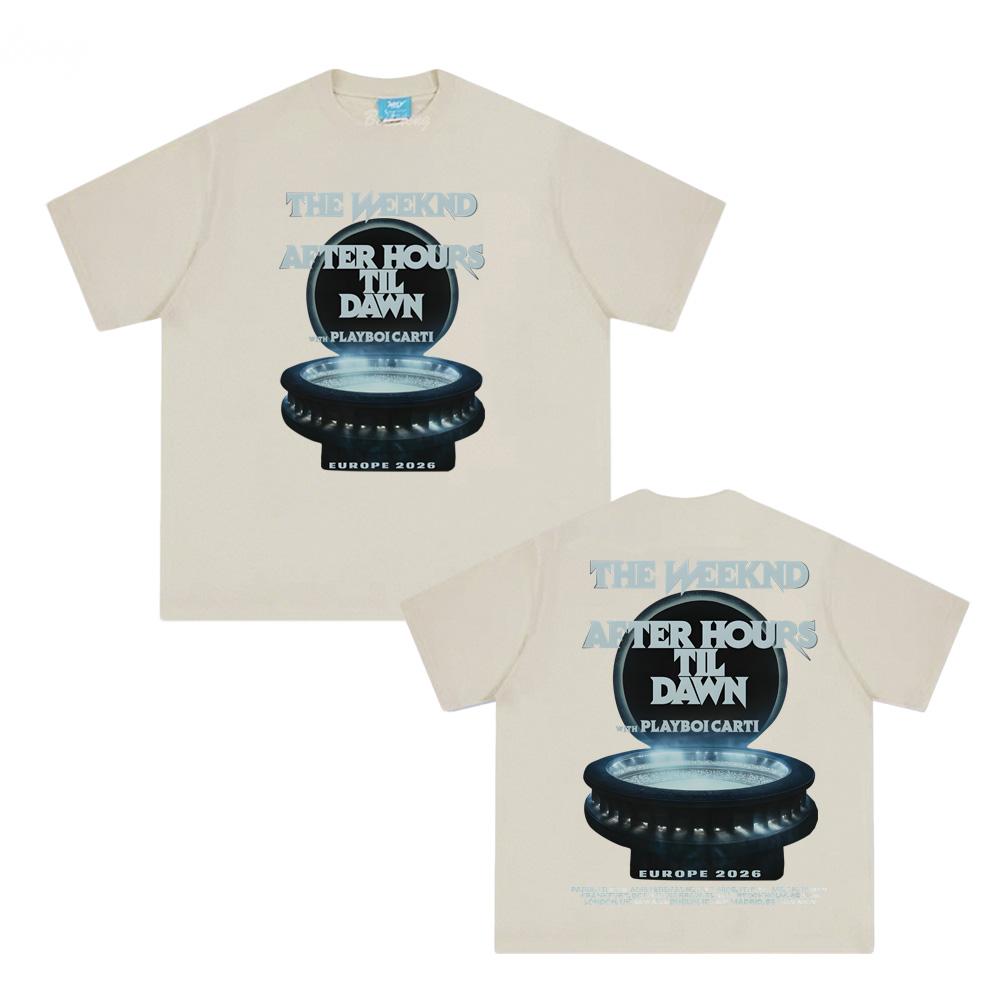 Canadian Singer AFTER HOURS DAWN EUROPE2026 TEE High Quality Weeknd TOPS Round Neck Unisex Summer 100%cotton Female/Male Clothing