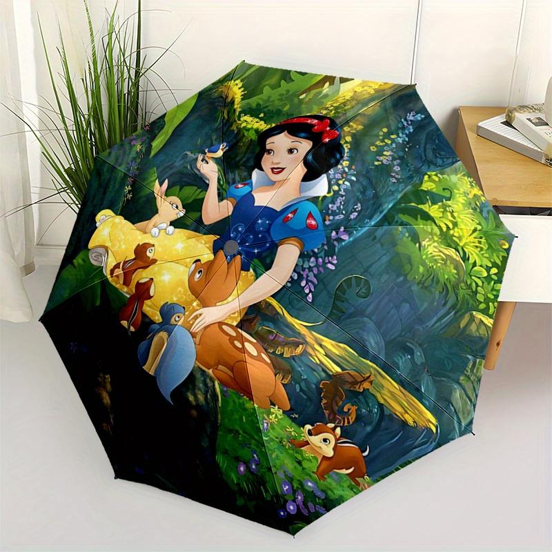 1pc Snow White and the Animals Pattern Beautiful Looking Automatic Folding Umbrella, 3 Folding, 8 Pole Frame Design, Durable and Suitable fo