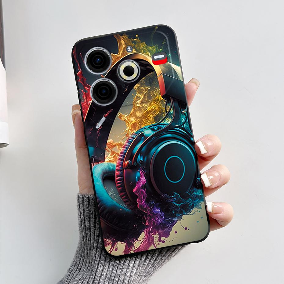 6,78" Для Tecno Pova 6 Neo Чехол Pova6 Neo Задняя крышка Стильный узор Черный силикон Мягкие чехлы для телефона Для Tecno Pova 6 Neo Fundas