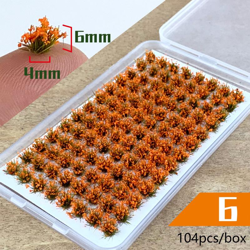 104pcs/box Static Grass Tuft Model Grass Tufts Terrain Model Kit Static Scenery Model Miniature Shrubs Bushes
