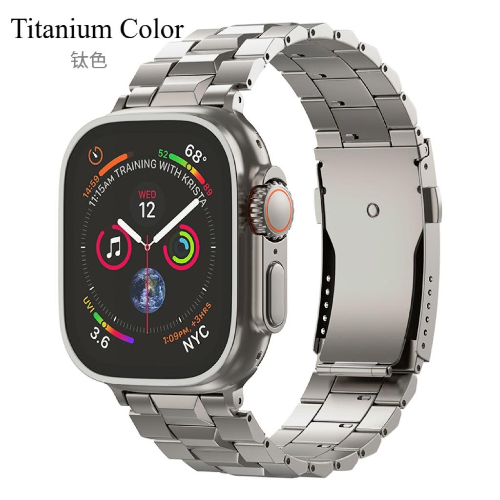 Бизнес титановый ремешок для Apple Watch Series 10 46 мм 42 мм 45 мм 44 мм iWatch Ultra 49 мм браслет SE с застежкой-черепахой съемный титановый ремешок