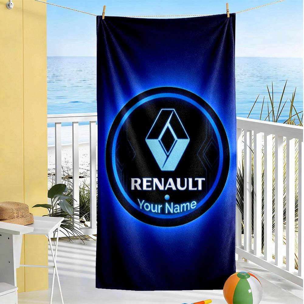 Renault Personalized Name Beach Towel Soft Durable Quick-Dry Ideal for Travel Outdoor Swim Pool Yoga Surf Camping Hiking Gym Gift Holiday
