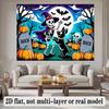 Party Backdrop Halloween Black Flat Banners Skeleton Dancing Witch Pumpkin Graveyard Photo Booth Decor Front Door Decor