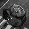 New Fashion FOXBOX Dual Display Electronic Man Watch Silicone Casual Sports Waterproof Luminous Auto Date Alarm Watches for Men