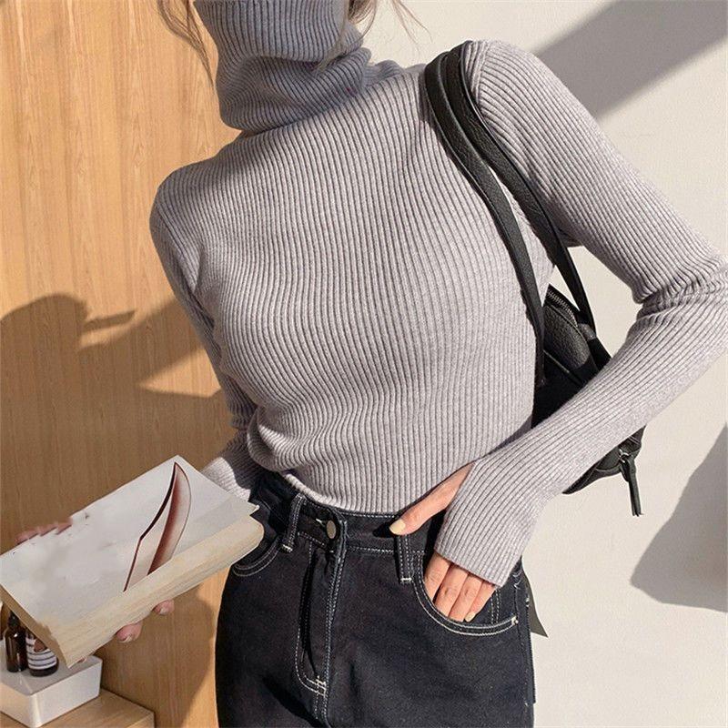 Женская рубашка с высоким воротом, однотонная внутренняя часть, обтягивающий тонкий свитер в стиле темперамент