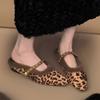Leopard Women Flats Fur Slippers Casual Flip Flops Winter Mules Shoes 2025 Trend Slingback Short Plush Fashion Mujer Zapatos