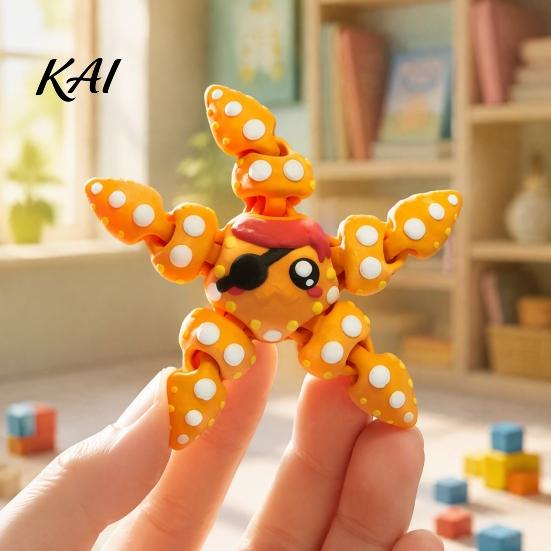 Настольная фигурка морской звезды, 3D-печатная шарнирная фигурка, гибкая мультяшная игрушка-антистресс, морское животное для декора, аксессуар для рюкзака, украшение для стола