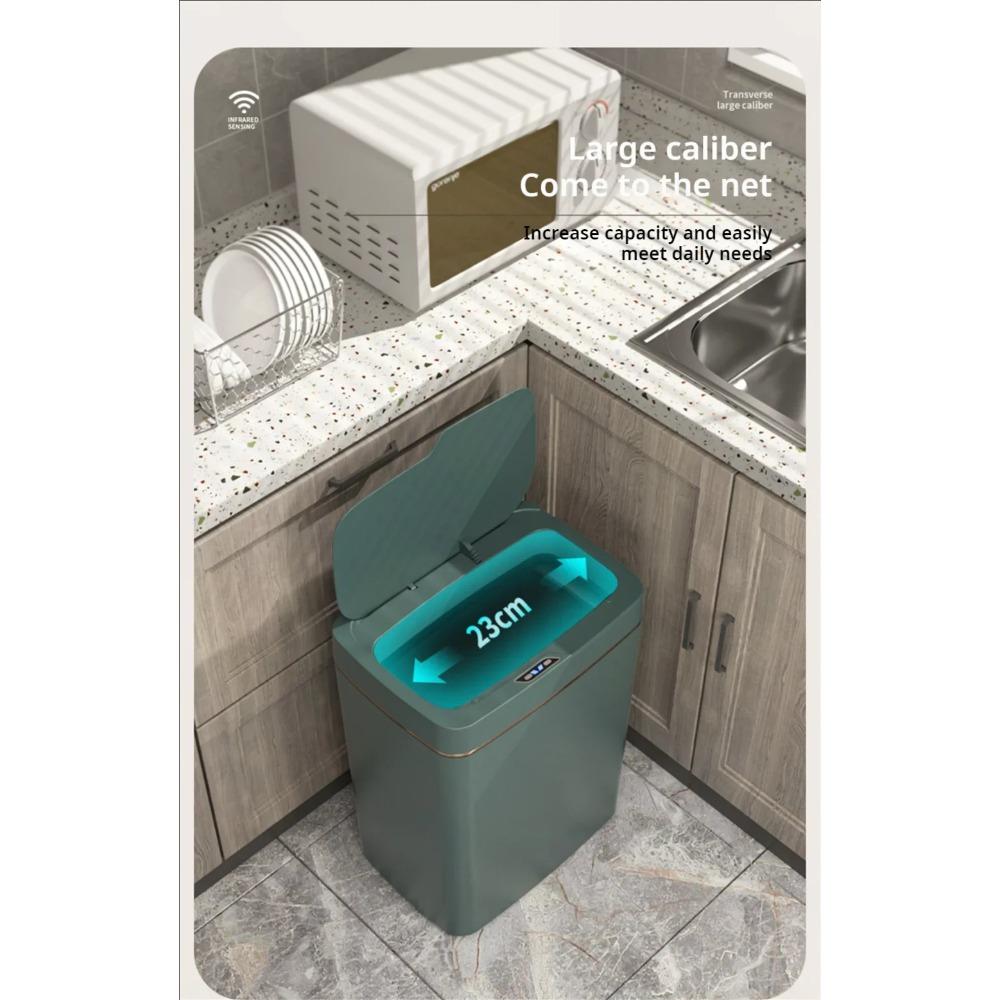 1PC Smart Bathroom Trash Can Automatic Bagging Electronic Trash Can White Touchless Narrow Smart Sensor Garbage Bin Smart Home 15L