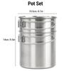 Stainless Steel Cookware Set Camping Cup Outdoor Portable Cooking Pot 2-3 People Camping Cookware