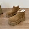 Зимние ботинки новый мягкий кожаный маффин толстая подошва увеличивающие рост бархатные повседневные хлопковые туфли женские короткие ботинки