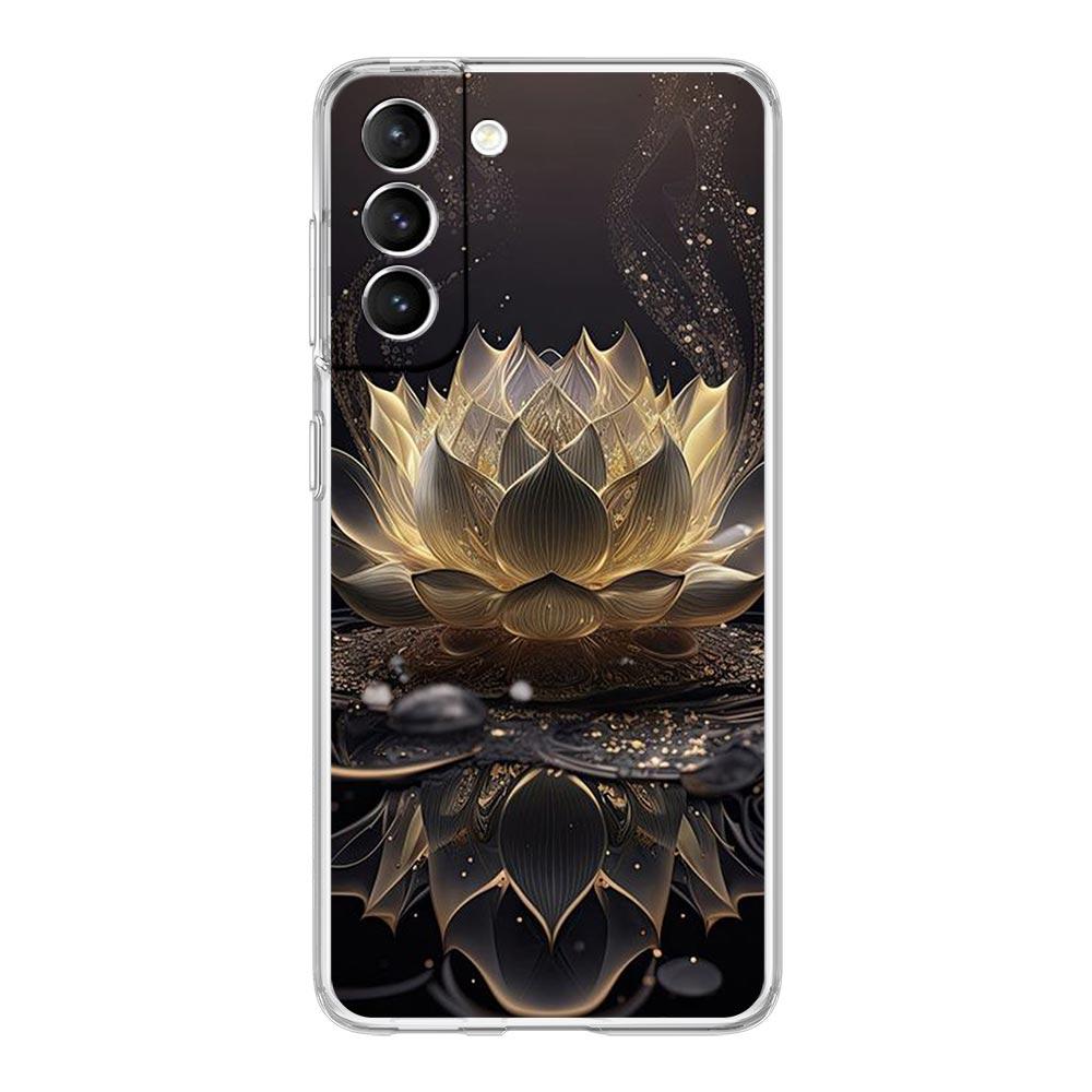 Чехол для телефона Samsung Galaxy S25 S24 S23 FE S22 Ultra S20 S21 5G S10 S9 Plus S10E S8 Мягкий прозрачный чехол Роскошный цветок лотоса