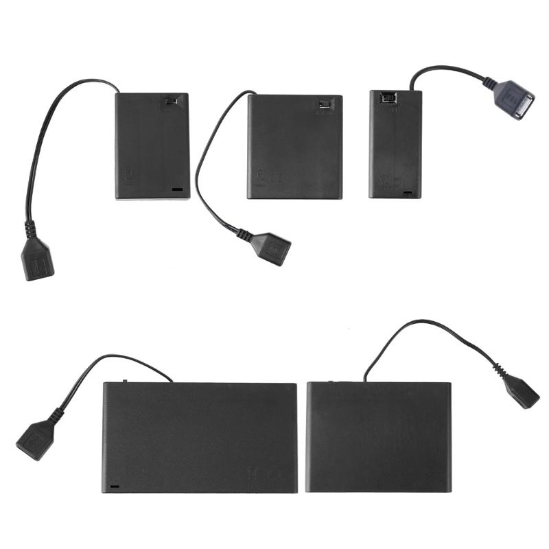 Кейс-коробка для хранения 2/3/4/6/8 батареек типа АА с USB для сборки светодиодного комплекта с выключателями