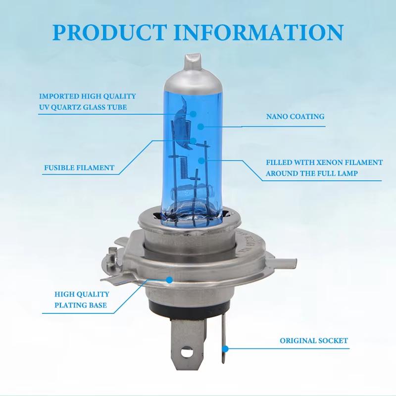 2 шт. 100 Вт Галогенная лампа H4 H1 Лампа для автомобильной фары H7 H8 Противотуманные фары 9005 9006 Автомобильный дневной ходовой свет Супербелый 12 В Светодиодный ДХО