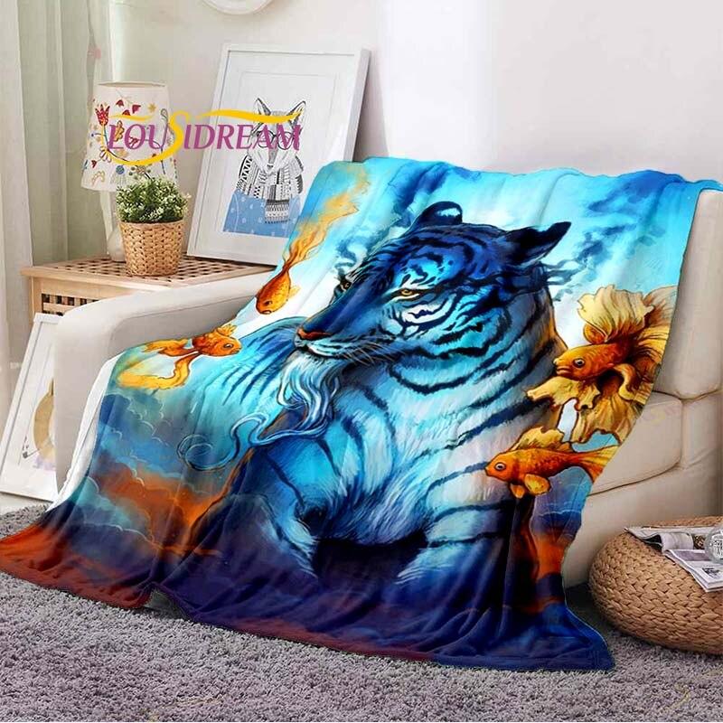 Blanket Tiger Printed 3d Flannel Blanket Bed Throw Soft Cartoon Printed Bedspread Bedspread Sofa Blanket
