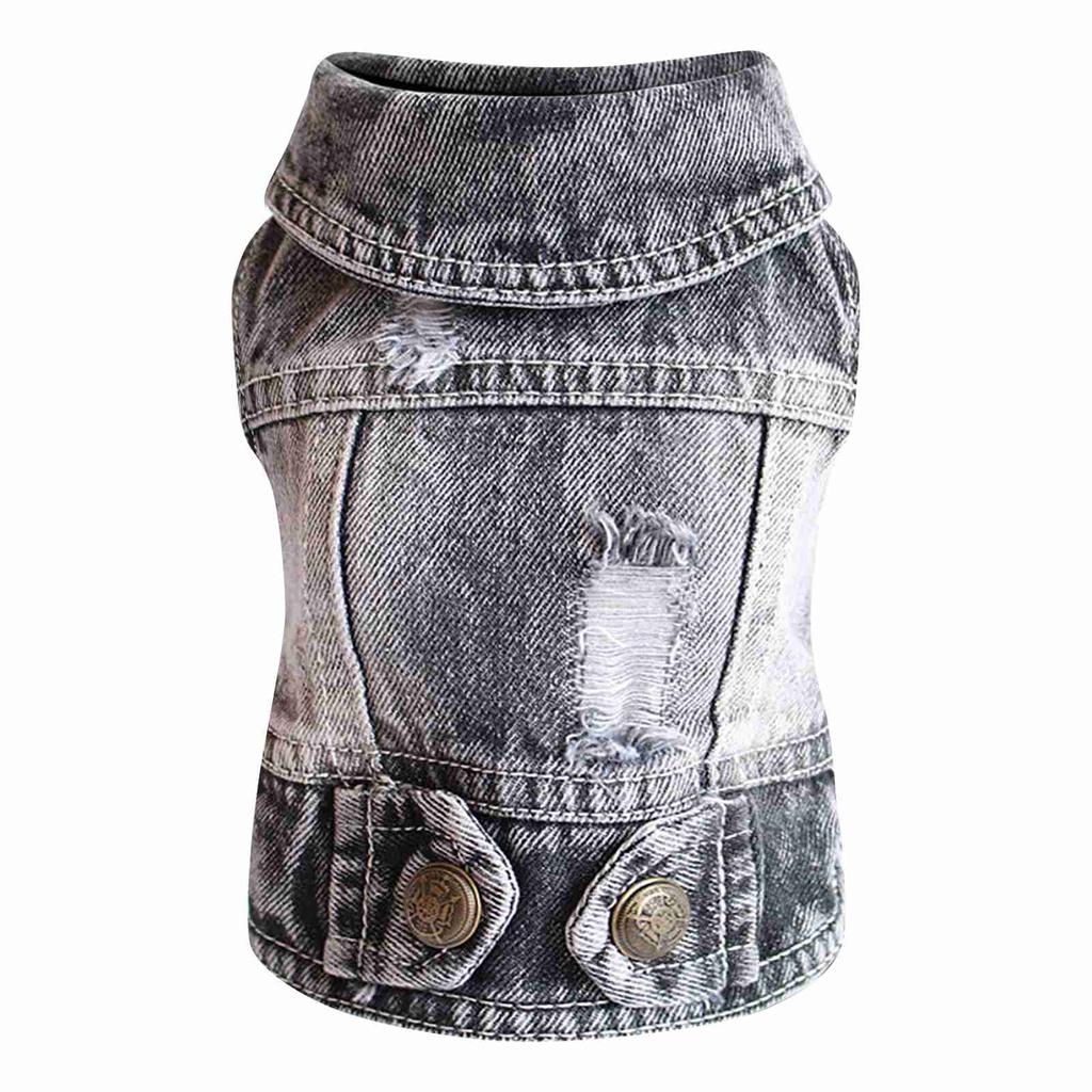 Denim Vest Jacket T-Shirt Cute Puppy Clothes, Comfortable Cool Clothing For Small Dogs