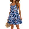 Женское модное повседневное платье без рукавов с круглым вырезом и цветочным принтом для пляжа