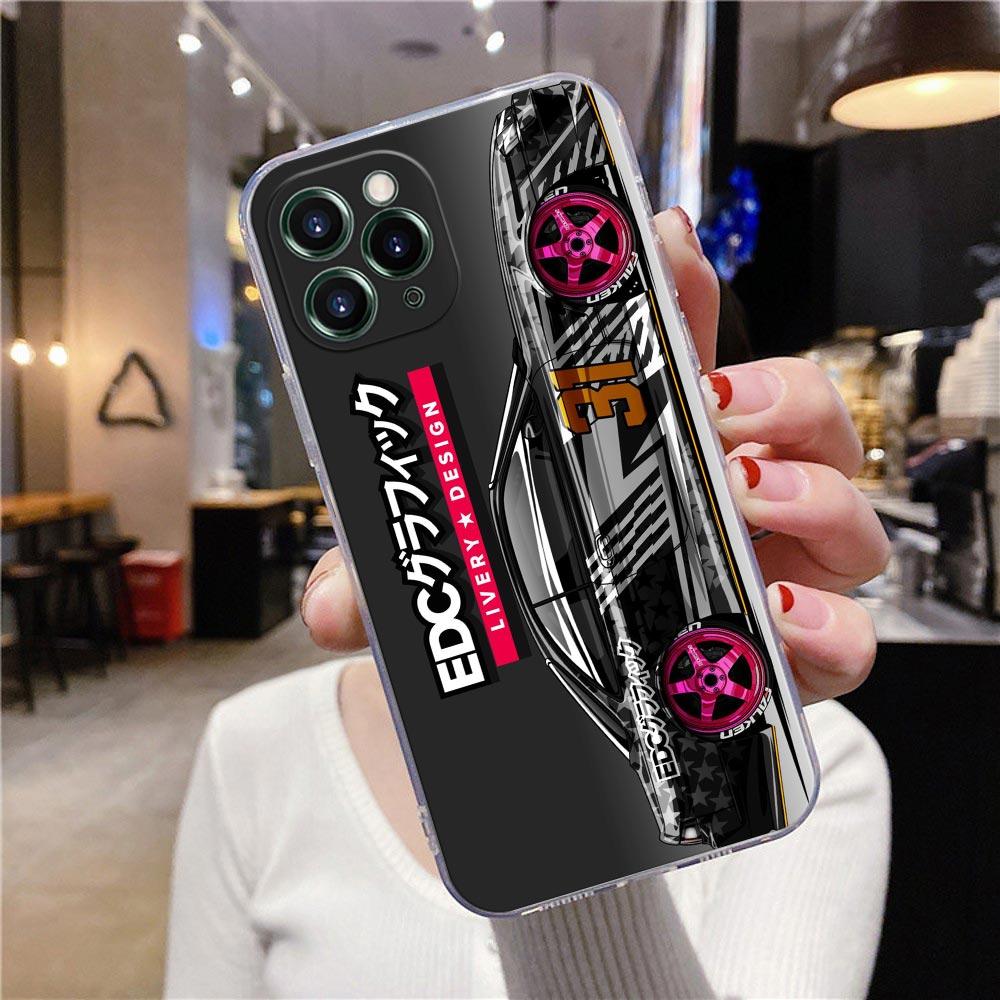 Прозрачный чехол для телефона для Apple iPhone 12 11 13 Pro Max mini XS X XR 6 7 8 Plus SE Чехлы Япония Токио JDM Drift спортивный автомобиль