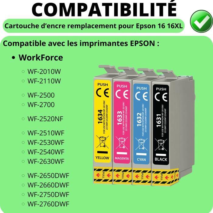 Cartouche d'encre remplacement Epson 16XL compatible WorkForce WF-2510 WF2530 WF-2630 WF-2750 Pack 3 Noir 3 Cyan 3 Magenta 3 Yellow