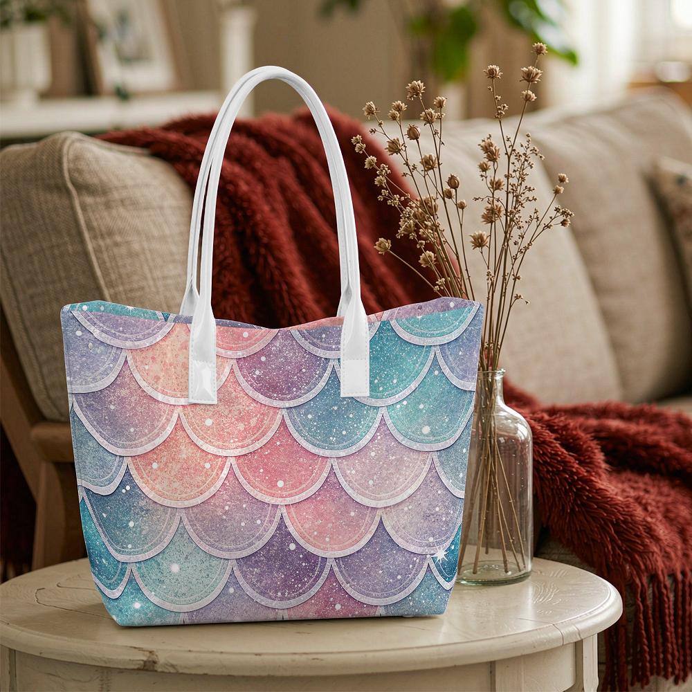 Gradient Mermaid Scales Shoulder Bag Fashion Casual Tote Bag Daily Use Shopping Handbag