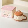 Милая Девочка Мультяшная Пухленькая Керамическая Кружка с Крышкой Подставка для Мобильного Телефона Чашка Подарок на День Рождения Чашка для Воды Сувенир