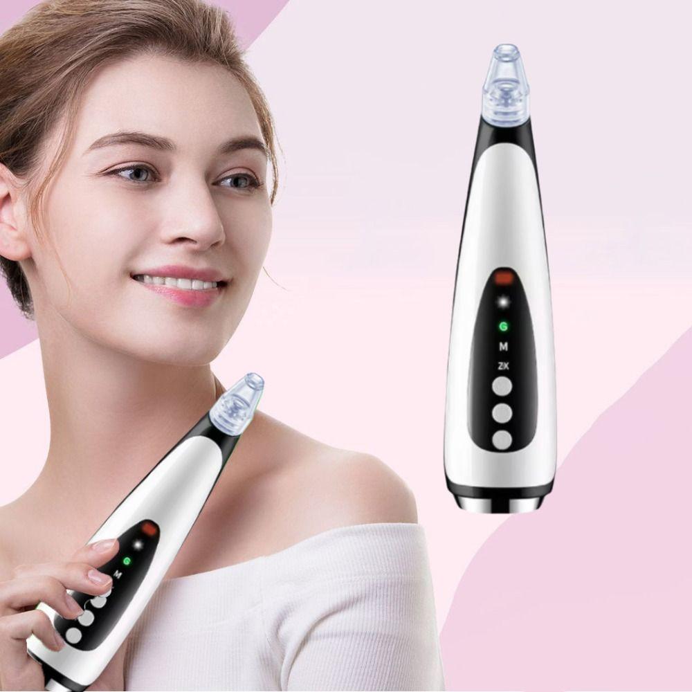 With 6 Replacement Head Electric Blackhead Remover Hot Compress Deep Cleaning Facial Pore Cleaning Device Professional