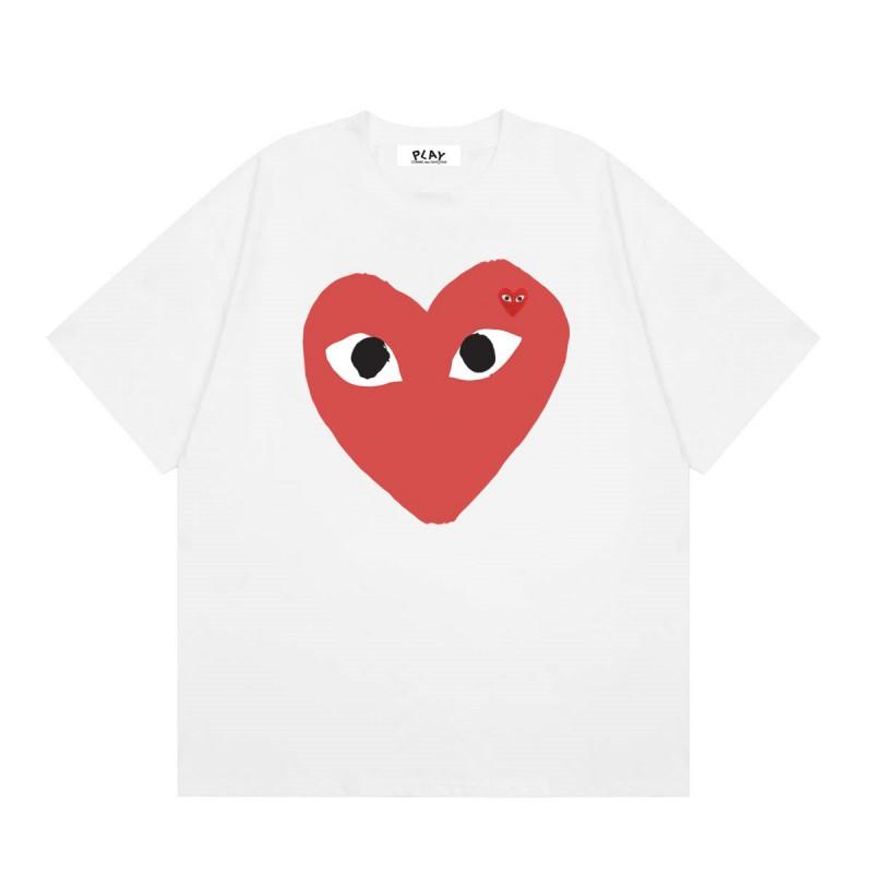 Unisex Casual Loose Fit Cotton T-Shirt With Heart Print Short Sleeve Tee Youth