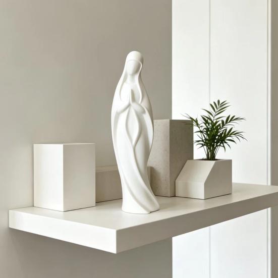 Virgin Mary Statue 3D Printed Catholic Religious Saint Mary Figurine Blessed Mother Sculpture for Home Decor