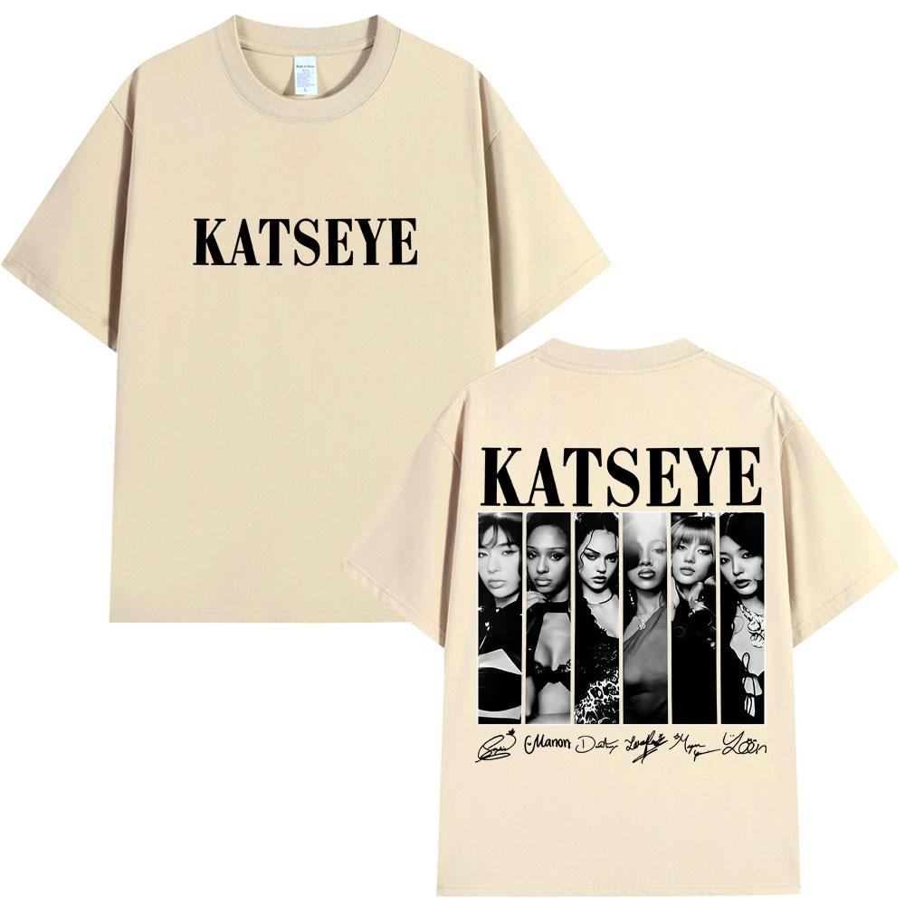 Vintage Korean Style Katseye Graphic T Shirts Kpop Fashion Unisex Women Popular Tshirt 100 Cotton Oversized T Shirts Streetwear