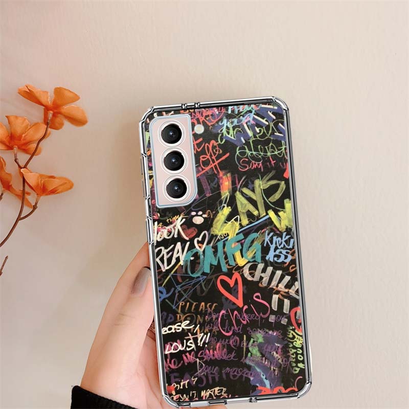 Graffiti Clear Phone Cases for Samsung S26 Ultra Galaxy S25 Edge S24 S23 FE S21 Plus S20 S22 S10 Cover Patterned Compatible with
