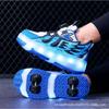 Спортивные роликовые кроссовки для мальчиков, кроссовки на колесиках для девочек, четырехколесные, осенние, 225 новые детские светящиеся ролики с колесами