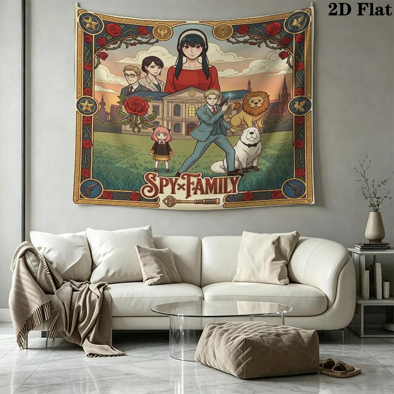 Spy Family Wall Tapestry Aesthetic Wall Hanging Printed Fabric Blanket Decorative Tapestries For Bedroom Living Room Home Decor