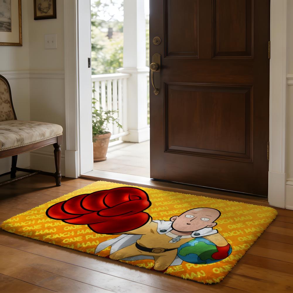 Floor Mat Soft Flannel Rug Non Slip Absorbent Mat for Bathroom Bedroom Home Decor Anime Hot O One Punch Man