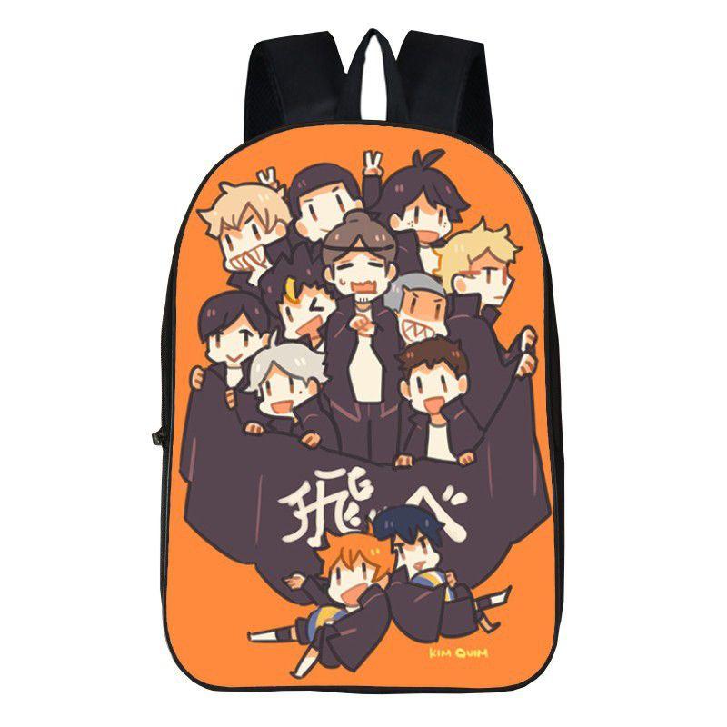 Fashionable Karasuno High School Backpack With Anime Haikyuu Print And Easy-clean Fabric