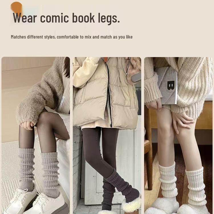 Женские вязаные гетры со штрипками в стиле Y2K - Толстые, теплые гольфы до колена для осени и зимы