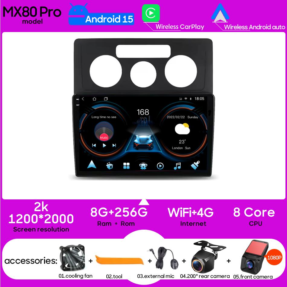 Android pour Volkswagen Caddy 2004 - 2010 lecteur multimédia de voiture Carplay unité principale automatique Radio vidéo stéréo Navigation GPS 2din
