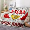 1PC Custom Name VfB Stuttgart Patterned Flannel Blanket Suitable For All Seasons for Home Decor Warmth and Comfort Gifts Holiday Present_xia