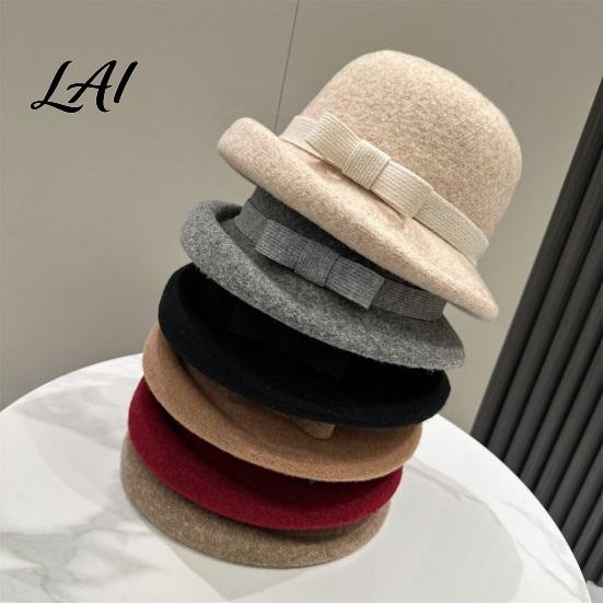 High End Retro Style Hat Classic Felt Cloche for Women Fall Winter Soft Fedora Bucket Hat Stylish Bowknot Vintage Short Brim Bowler Cap with