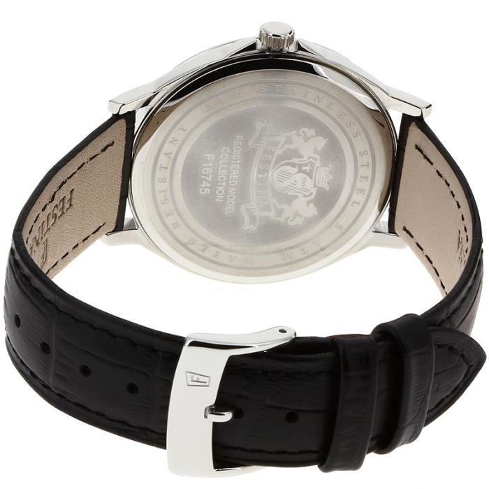Montre Homme FESTINA Cuir Noir Classique F16745-5 - Quartz Analogique Etanche 5 ATM