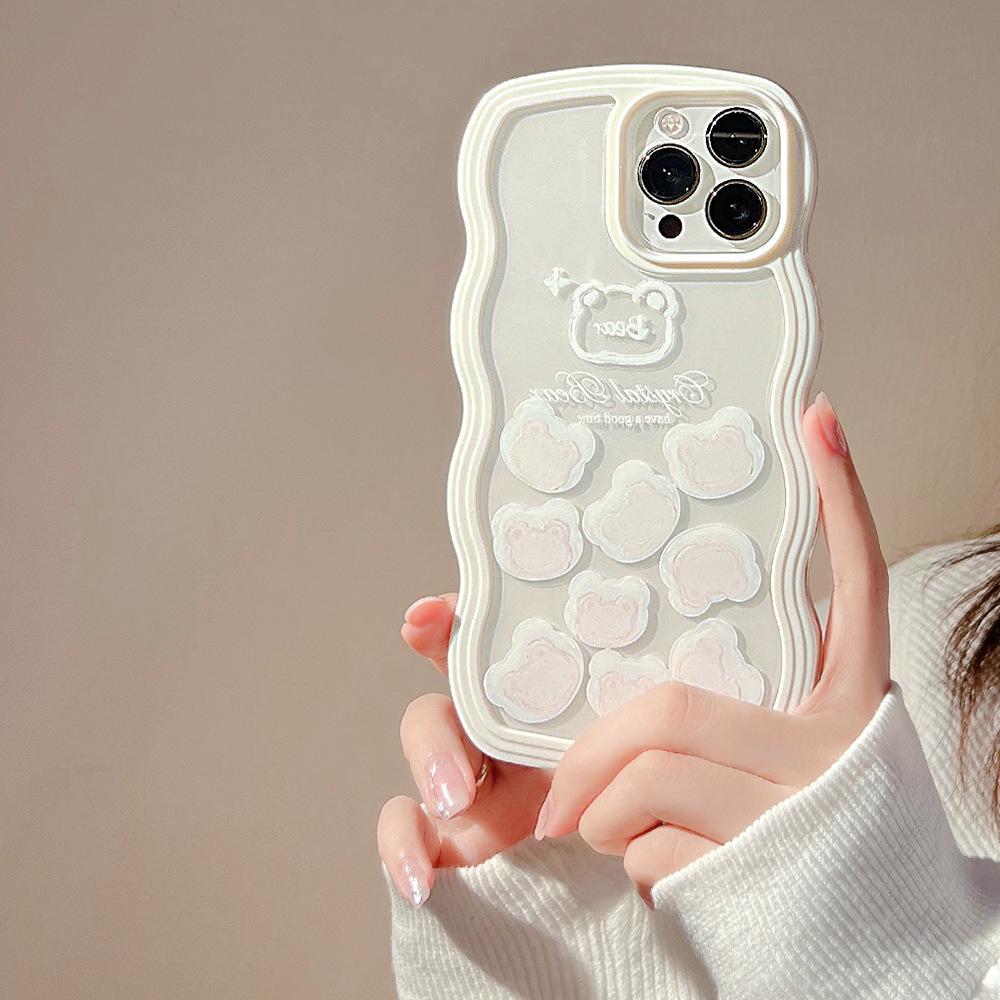 Original Cartoon Suitable for Iphone14promax Apple 16 Mobile Phone Case 12 Pearl Lanyard Xr Women 15 Luminescent Oil