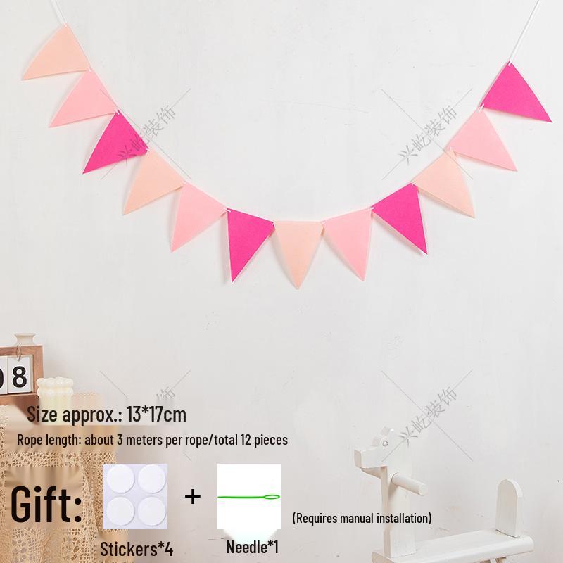 Yellow-Green Felt Pennant Bunting for Kids' Birthday or Kindergarten Decor