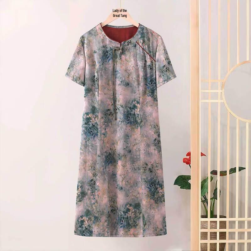 Платье ципао в новом китайском стиле Datang Furen, осеннее, средней длины