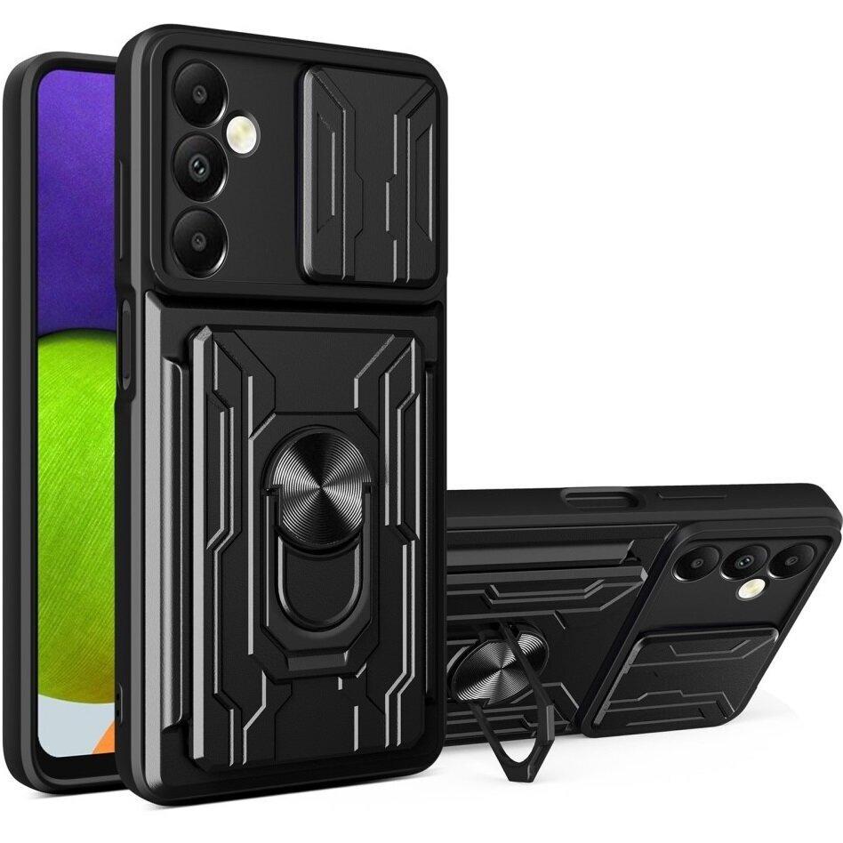 Armored Case for Samsung Galaxy A05s, Camera Slide Card Slot, Black