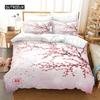 Duvet Cover Pink Sakura Plum Blossom Bamboo Bedding Set Fashion Art Duvet Cover Japanese Tokyo Style For Women Kids Room Decor