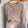 2024 Женский легкий кардиган из шерстяного трикотажа: Мягкая защита от солнца с длинным рукавом для весны/лета